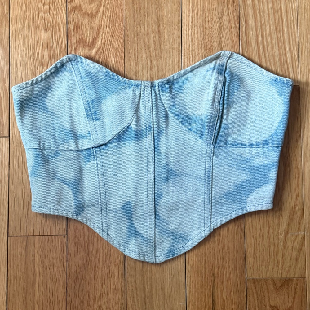 Light Wash Denim Corset Top